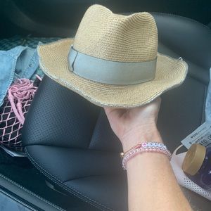 Eugenia Kim straw hat with metallic silver trim